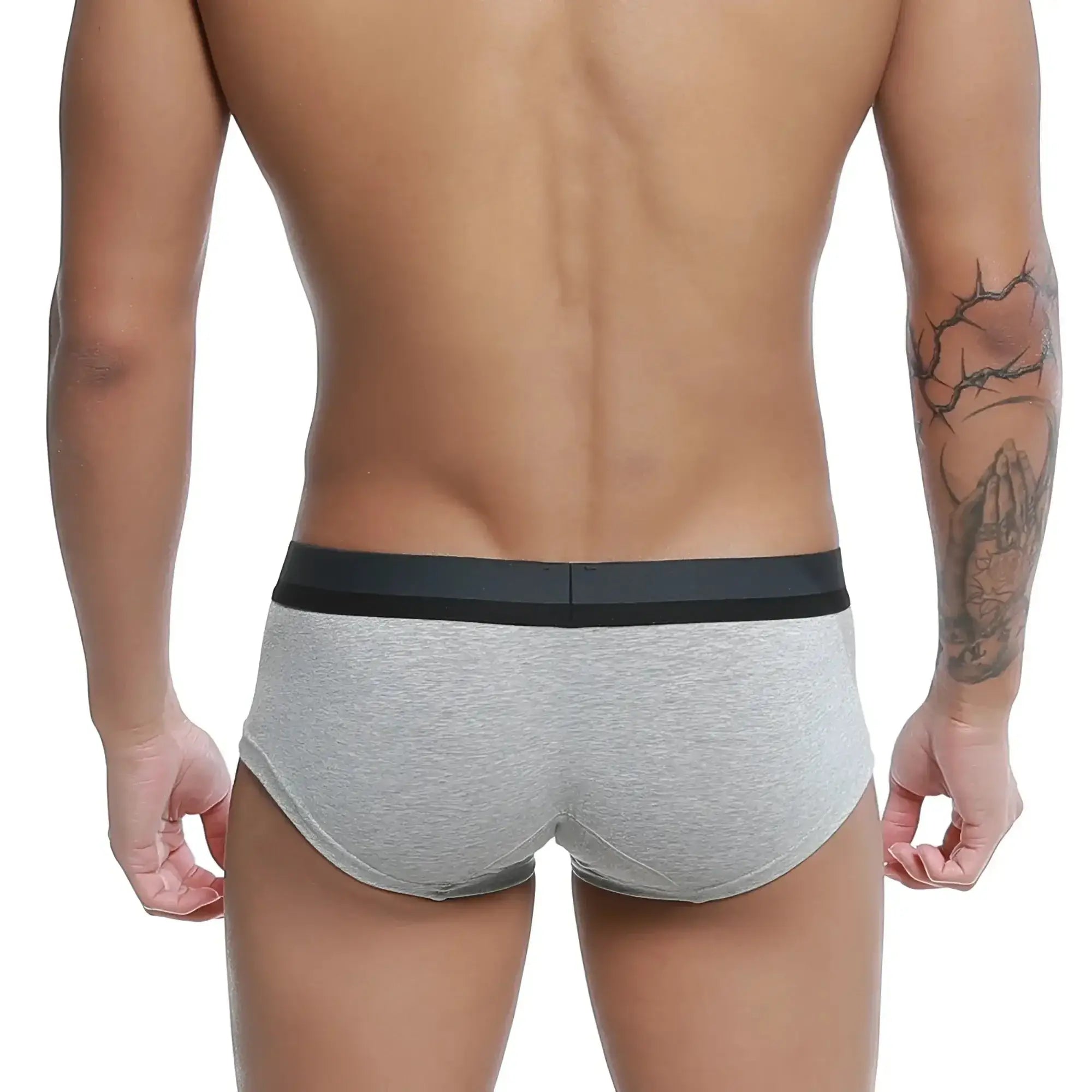Gray heathered u station nano boxer brief with solid black waistband for comfortable everyday wear