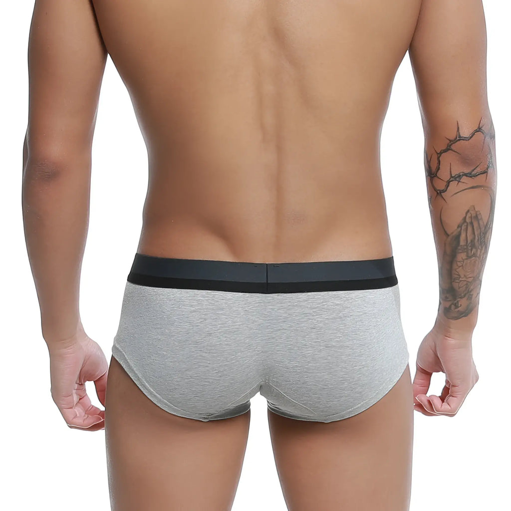 Gray heathered u station nano boxer brief with solid black waistband for comfortable everyday wear