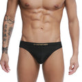 Black u-station briefs with gold logo and mesh fabric from the u-station seduction thong collection u2204-001