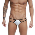 White and black ustation thong bikini with sleek minimalist design in skeleton style for stylish swimwear use