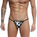 U-station string thong camo in black and white camouflage with a black waistband and urs brand logo on the front