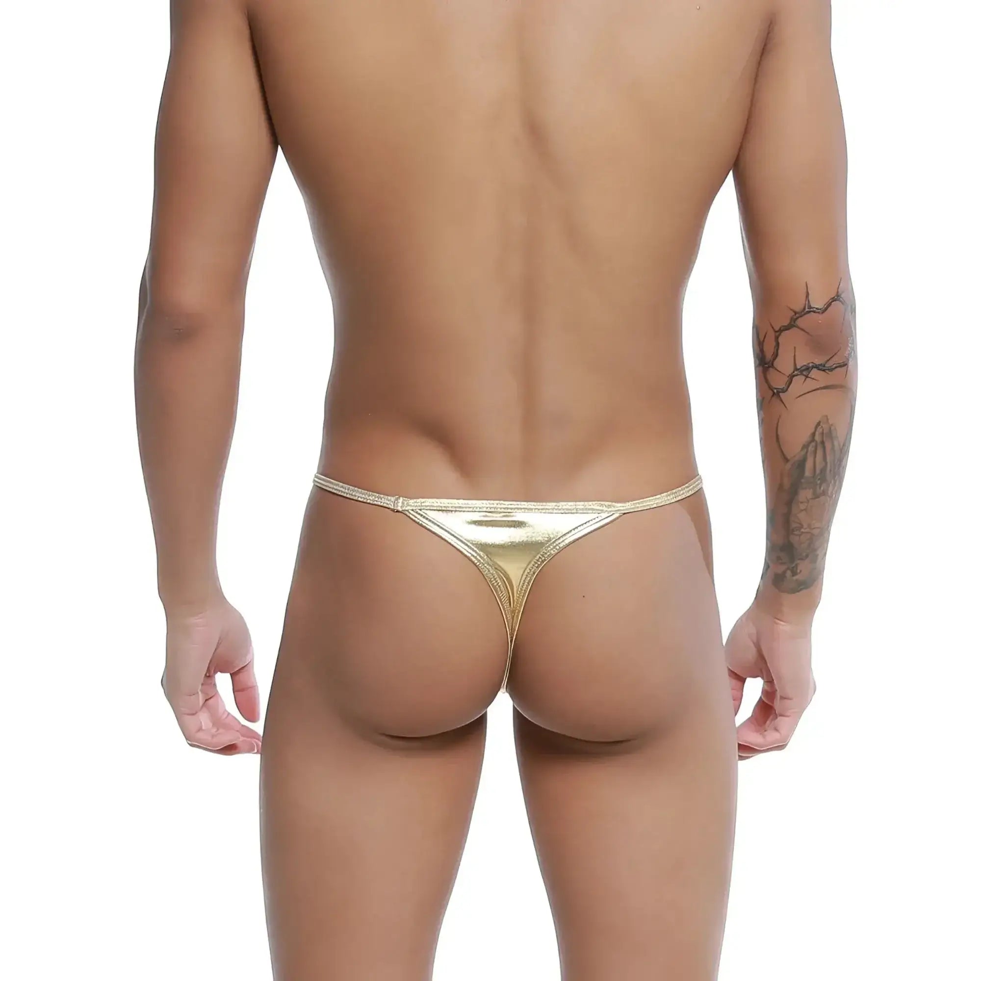 Gold metallic thong u-station trendy thong gold u1114-710 with shiny reflective finish and thin straps