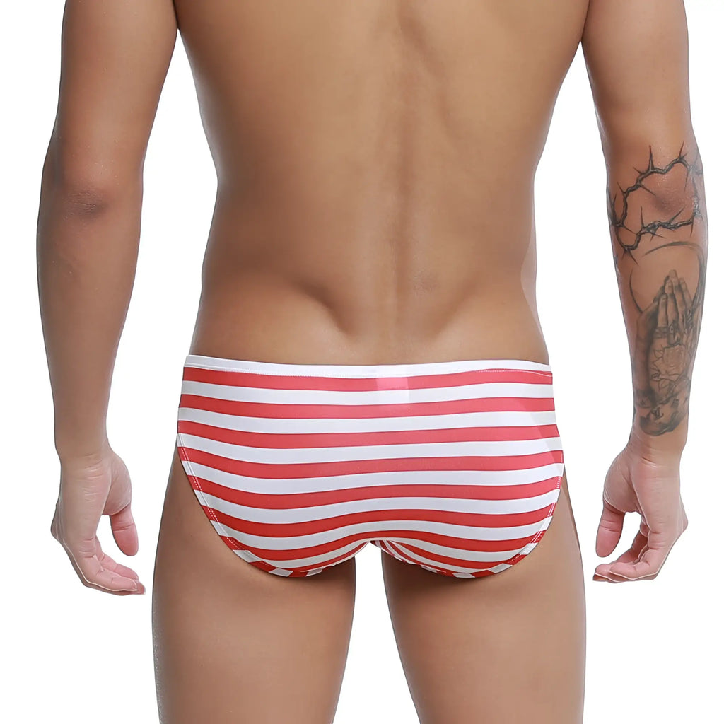 Red and white horizontally striped swim trunks u station usa bikini u0022-606 perfect for beachwear