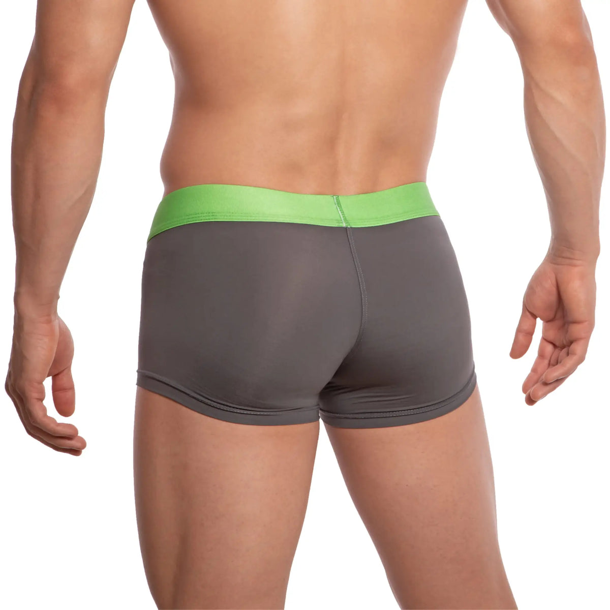 Udp UDG003 boxer trunk gray briefs with bright green waistband offering comfortable fit and stylish design