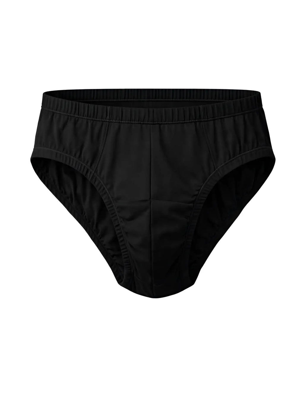 Black menâ€™s briefs undergear contour basic brief with elastic waistband and smooth seamless design front view