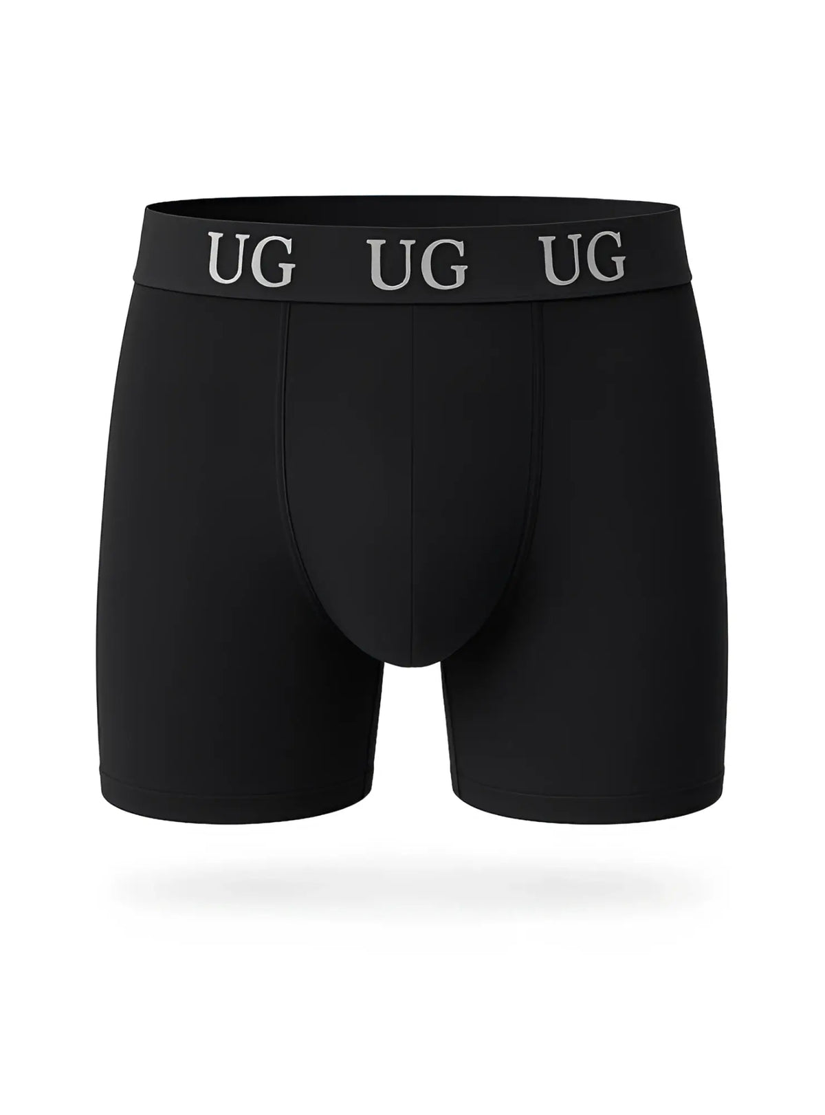 Black undergear cotton trunk boxer briefs with snug silver ug logo waistband for comfortable everyday wear