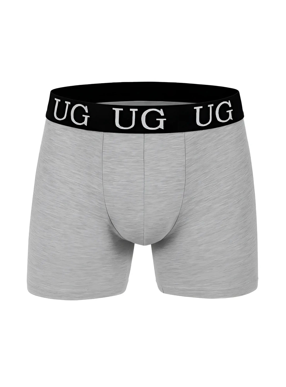 Undergear cotton trunk gray heathered boxer briefs with black waistband and white ug lettering for everyday comfort