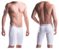 White men’s unico 1200100300 boxer briefs with snug fit microfiber fabric and subtle waistband logo in white