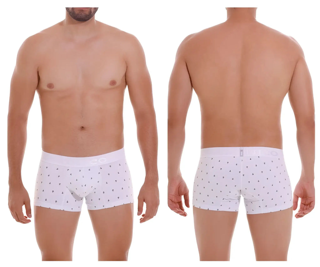 White boxer briefs unico 22110100101 naviero trunks color 29 white with small black anchor pattern