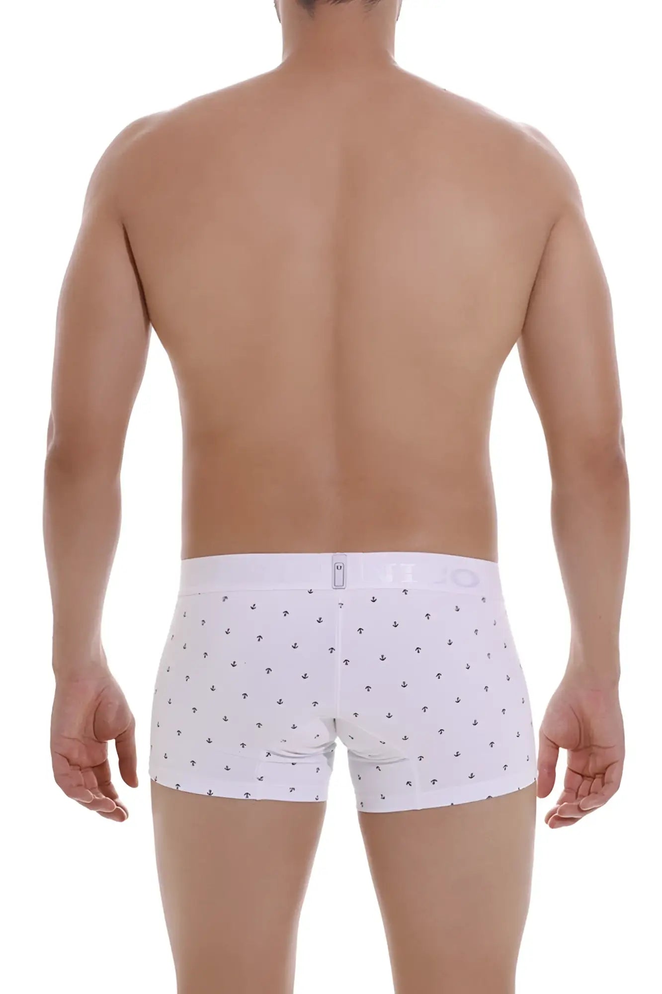 White boxer briefs unico 22110100101 naviero trunks color 29-white with subtle navy anchor pattern on fabric