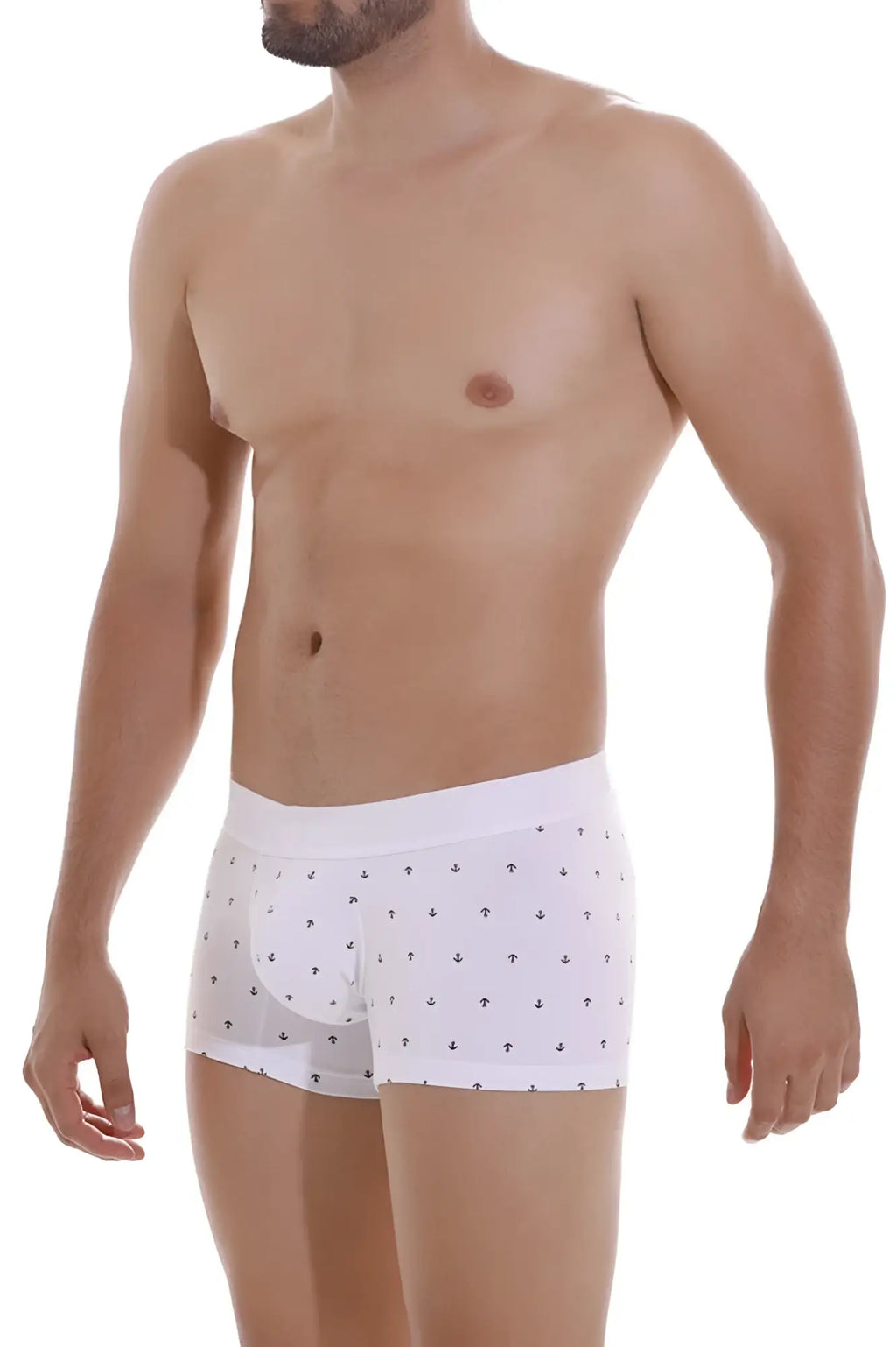 White men’s briefs unico 22110100101 naviero trunks color 29-white with a subtle pattern of small black anchors