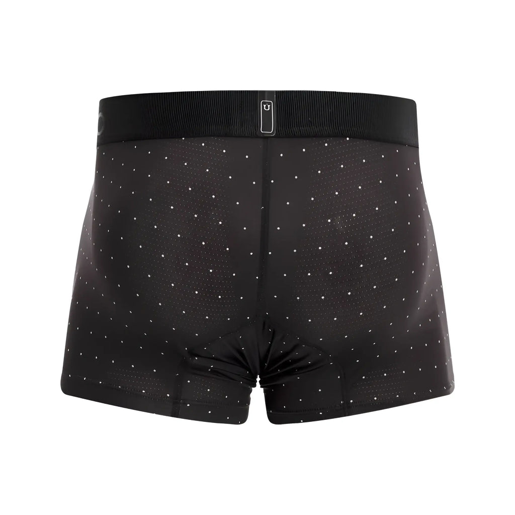 Black boxer briefs unico 22110100103 astros trunks with subtle white dot pattern and ribbed waistband with logo
