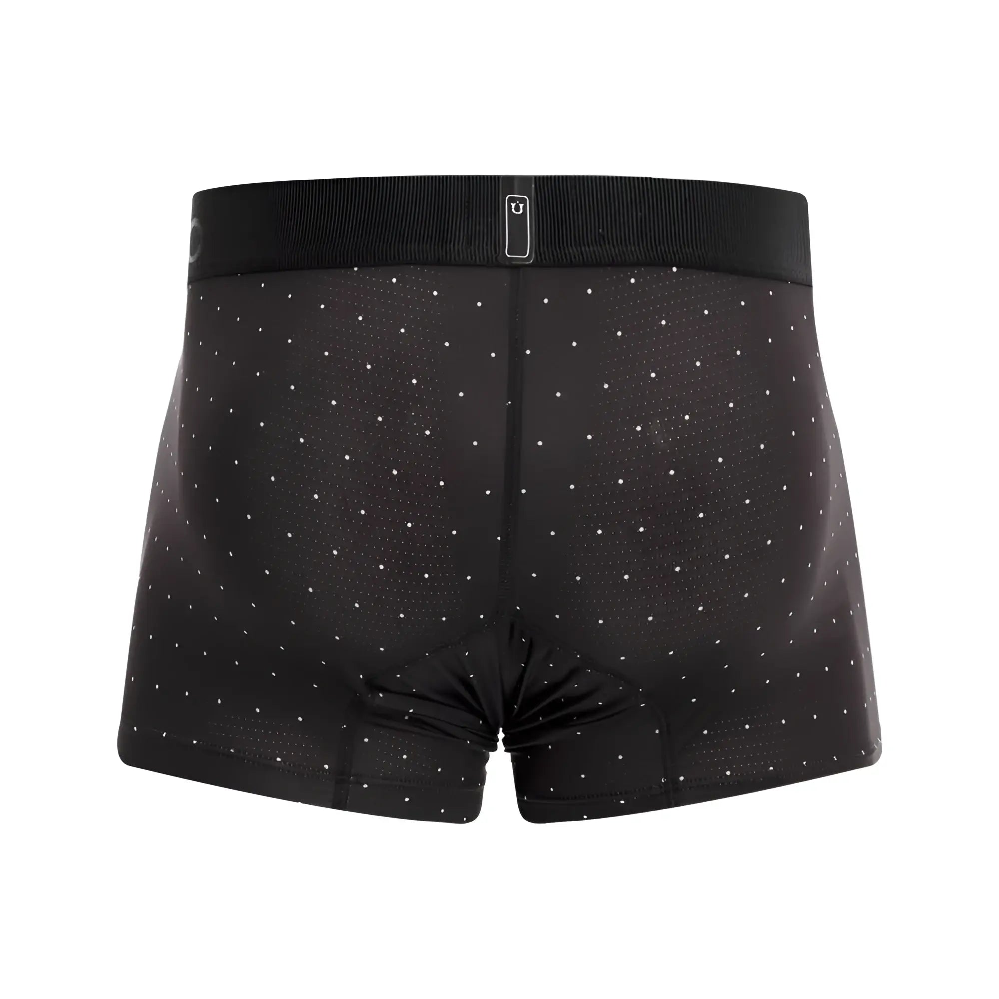 Black boxer briefs unico 22110100103 astros trunks with subtle white dot pattern and ribbed waistband with logo