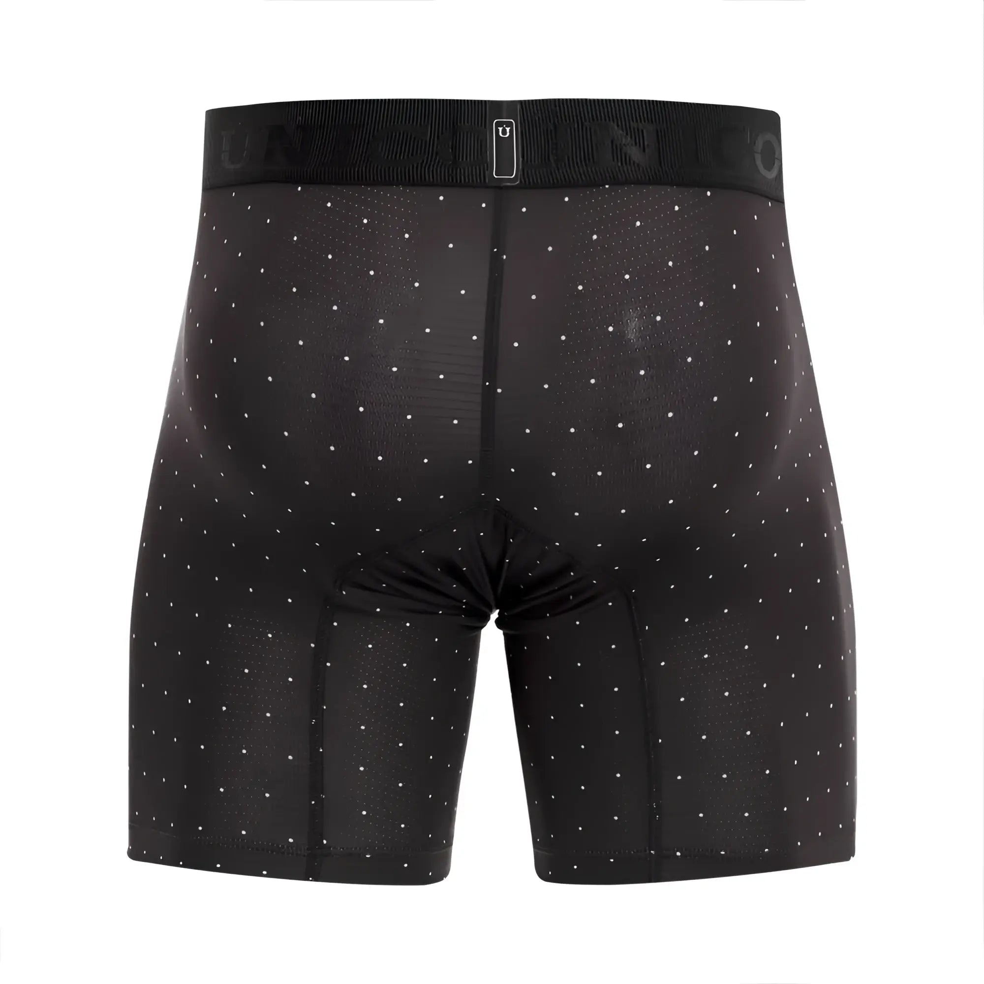 Black unico 22110100203 astros boxer briefs with white dot pattern and ribbed waistband designed for athletic use