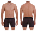 Unico 22110100203 Astros black boxer briefs with a subtle dot pattern and solid black waistband for comfortable wear
