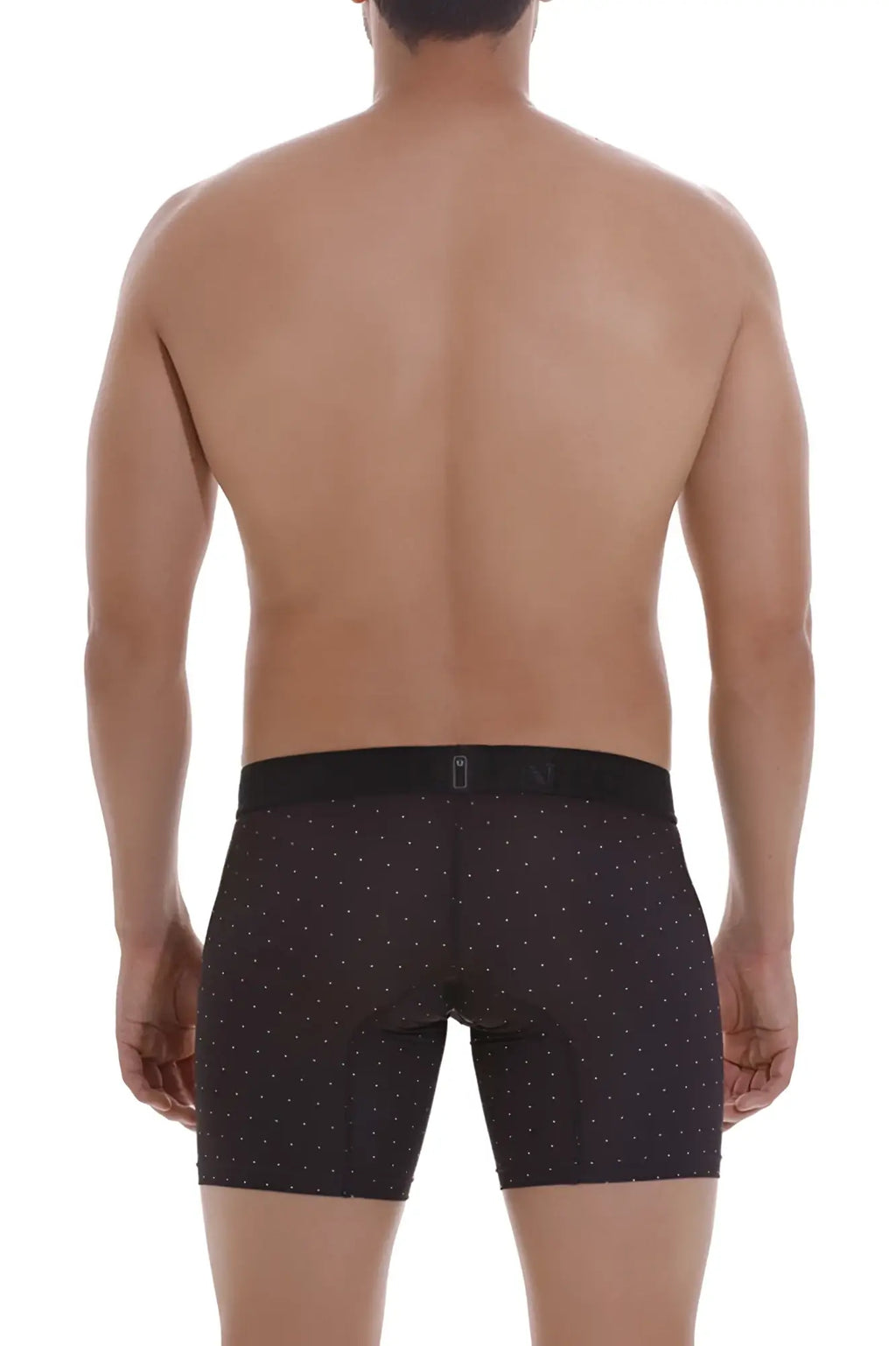 Black Unico 22110100203 Astros boxer briefs with subtle white dots and matching elastic waistband