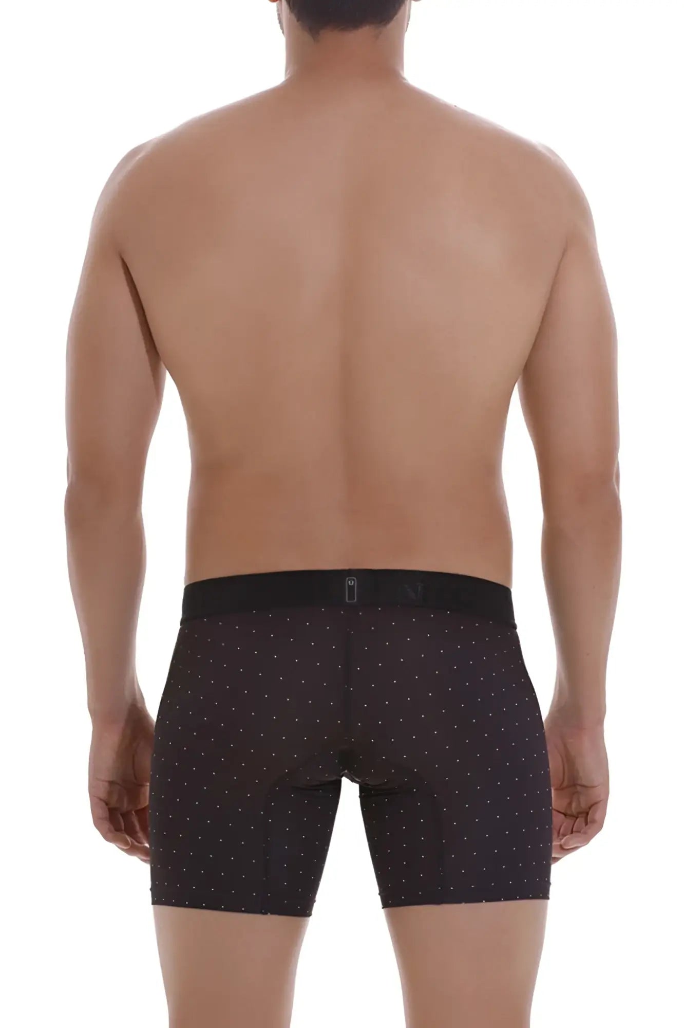 Black Unico 22110100203 Astros boxer briefs with subtle white dots and matching elastic waistband
