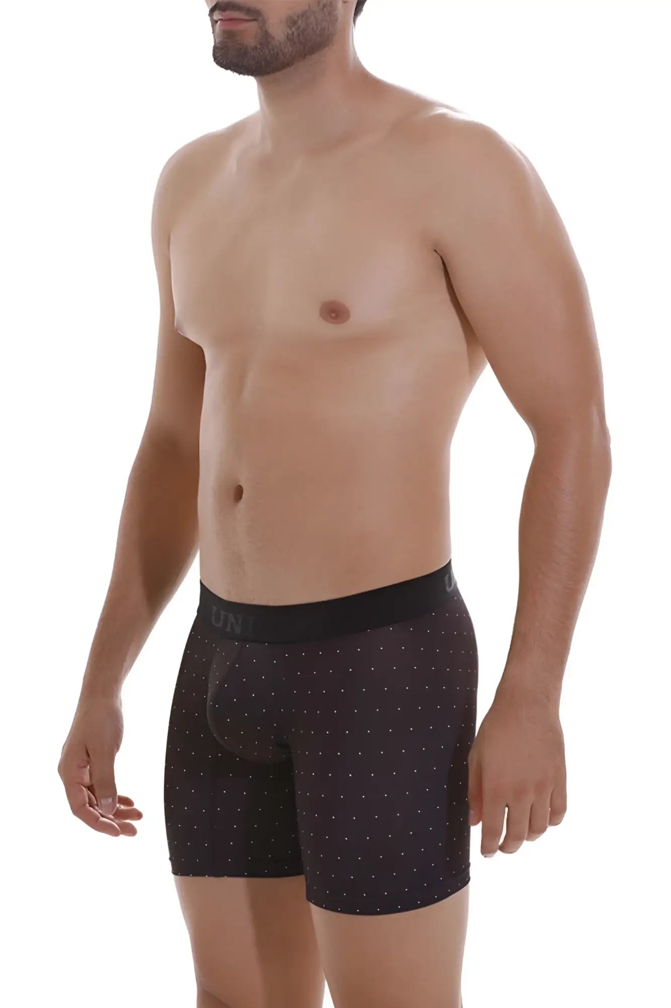 Black unico 22110100203 astros boxer briefs with subtle white dot pattern and matching elastic waistband