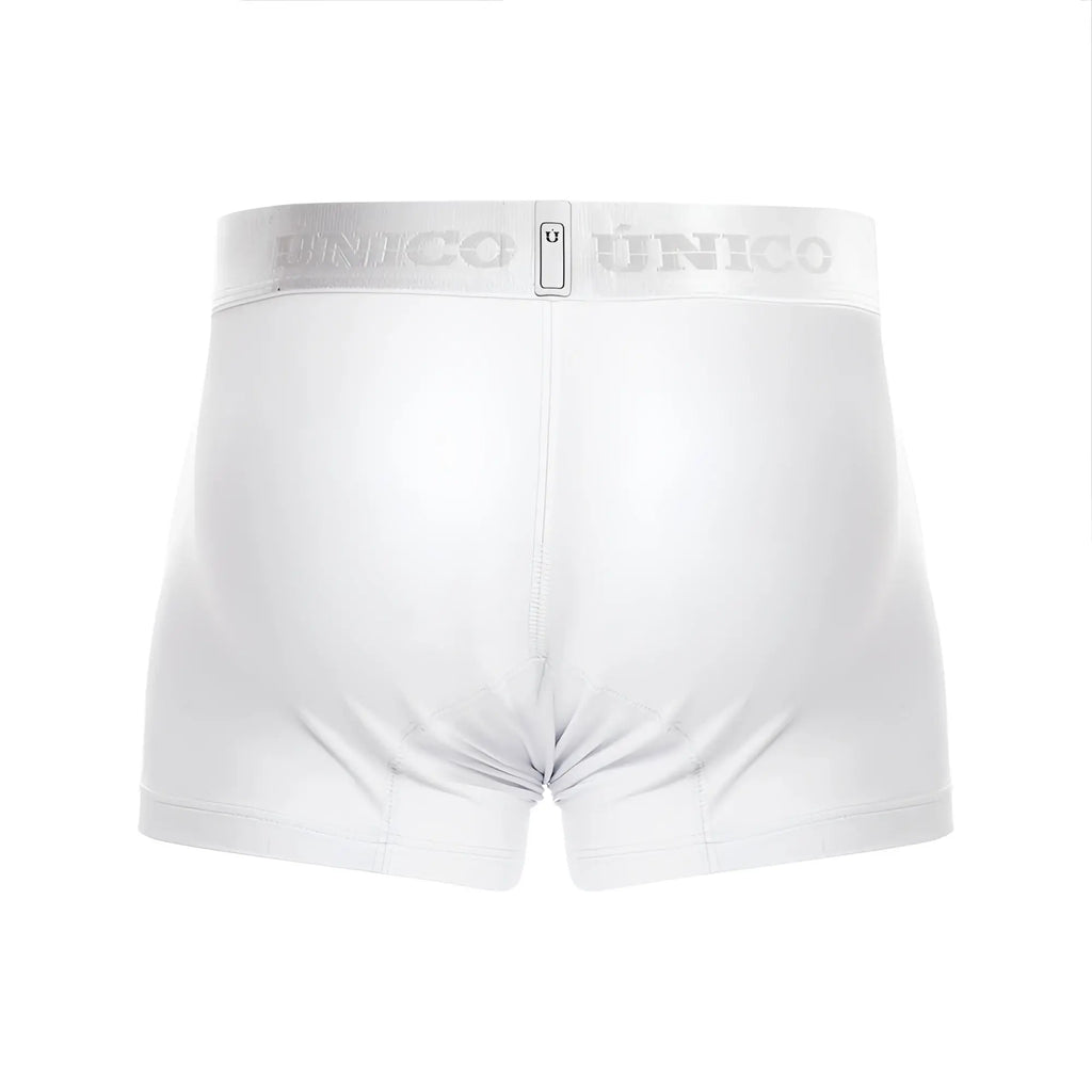 White unico 22120100101 cristalino a22 trunks boxer briefs with subtle silver logo on waistband in white color