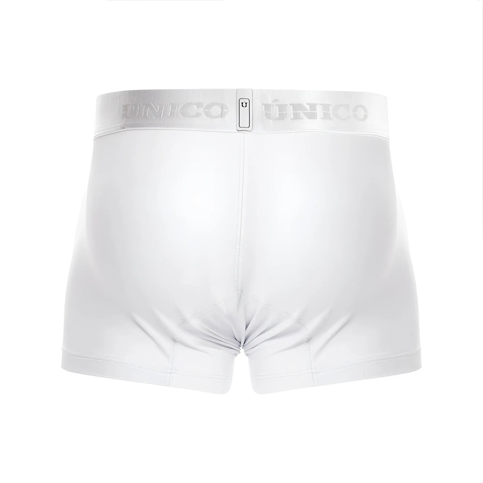 White unico 22120100101 cristalino a22 trunks boxer briefs with subtle silver logo on waistband in white color