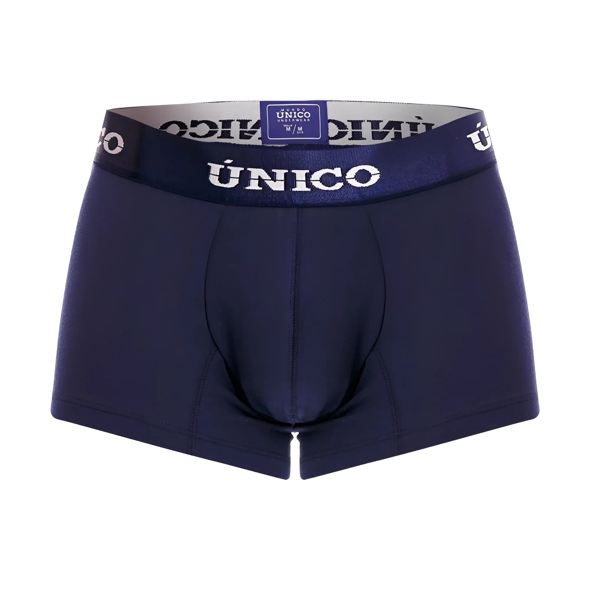 Navy blue unico 22120100102 Profundo A22 men’s briefs with matching elastic waistband branded in white lettering