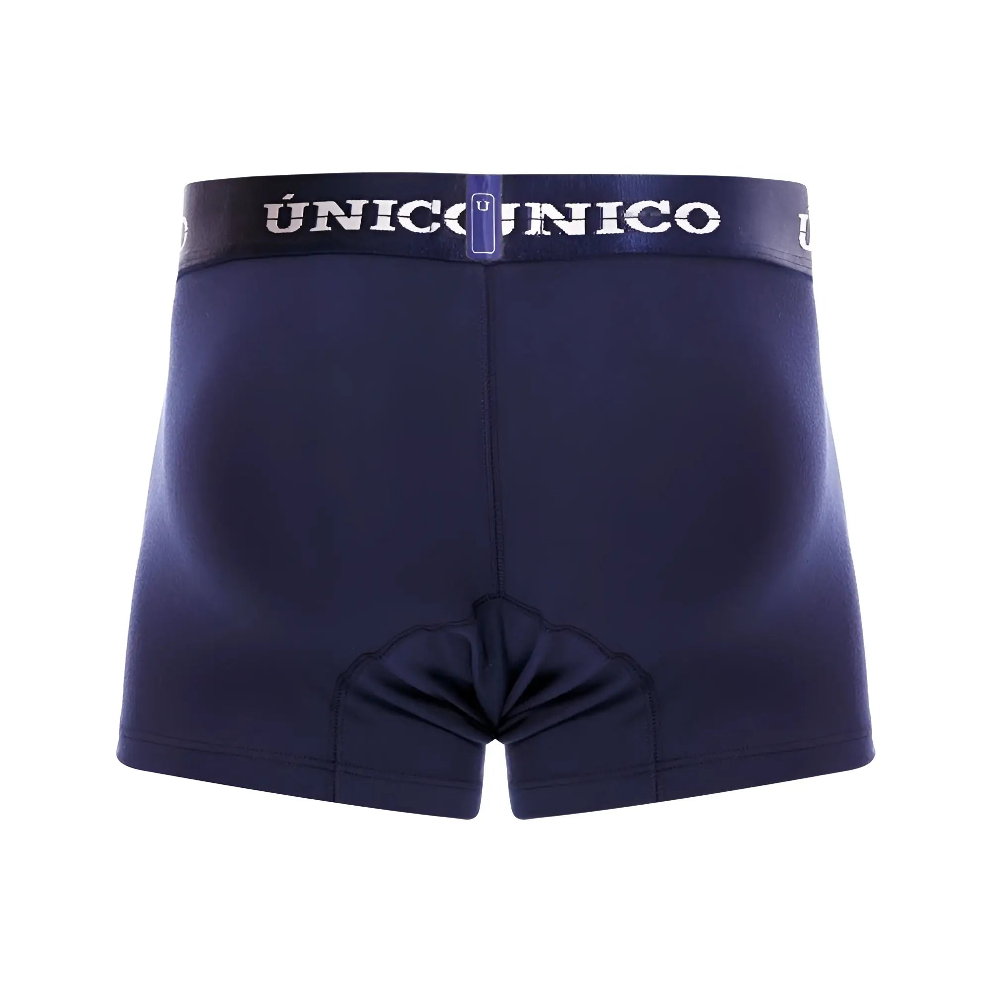 Navy blue Unico 22120100102 Profundo A22 trunks with matching waistband featuring white brand lettering