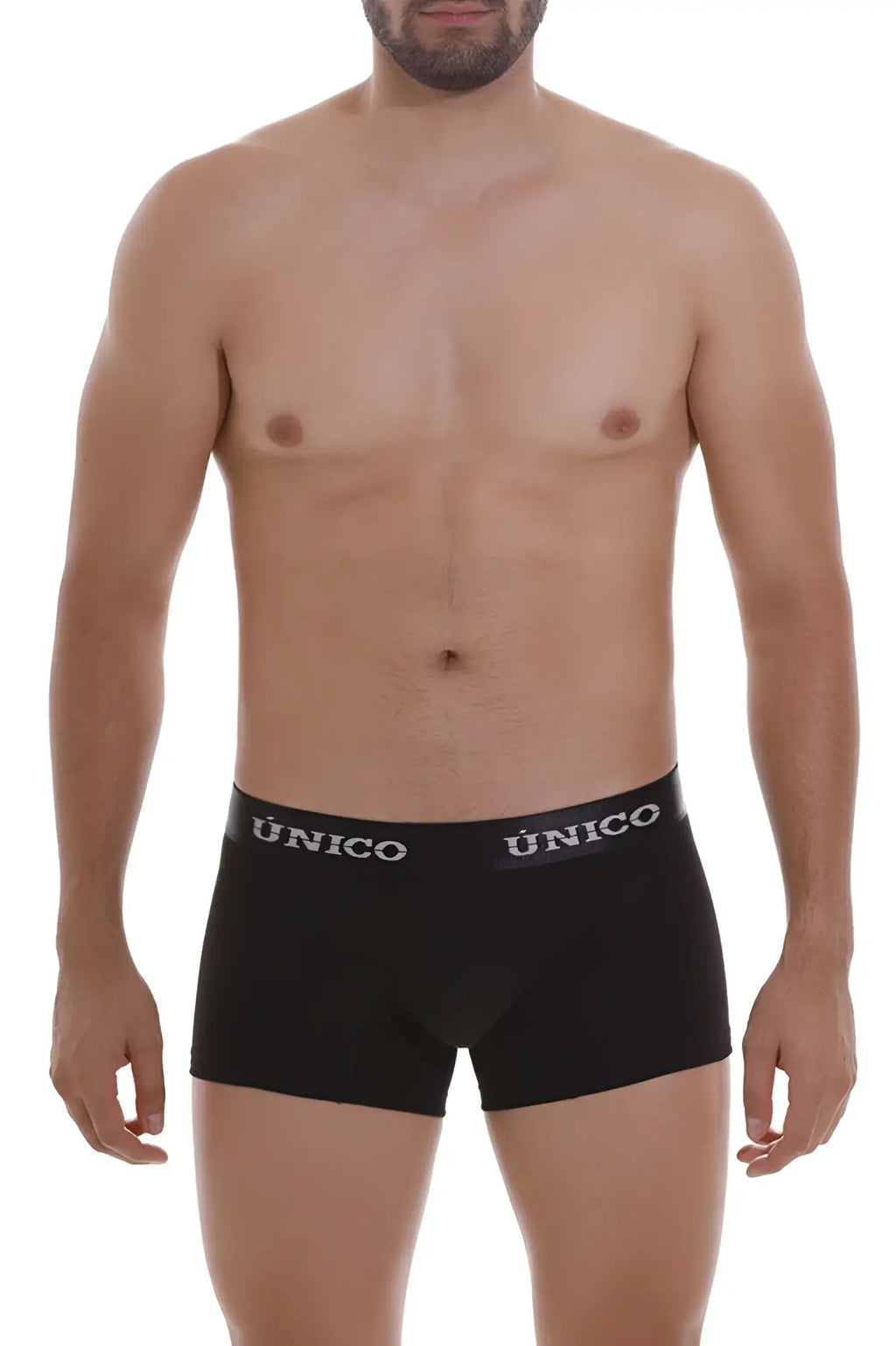 Black Unico 22120100103 Intenso A22 boxer briefs with a white logo band in color 99-Black for comfortable wear