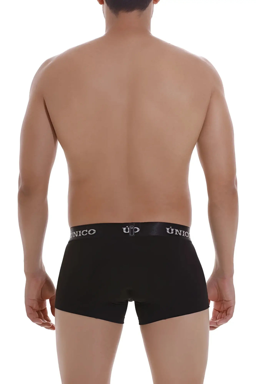 Black unico 22120100103 intenso a22 trunks with white logo waistband in black breathable fabric for comfortable wear