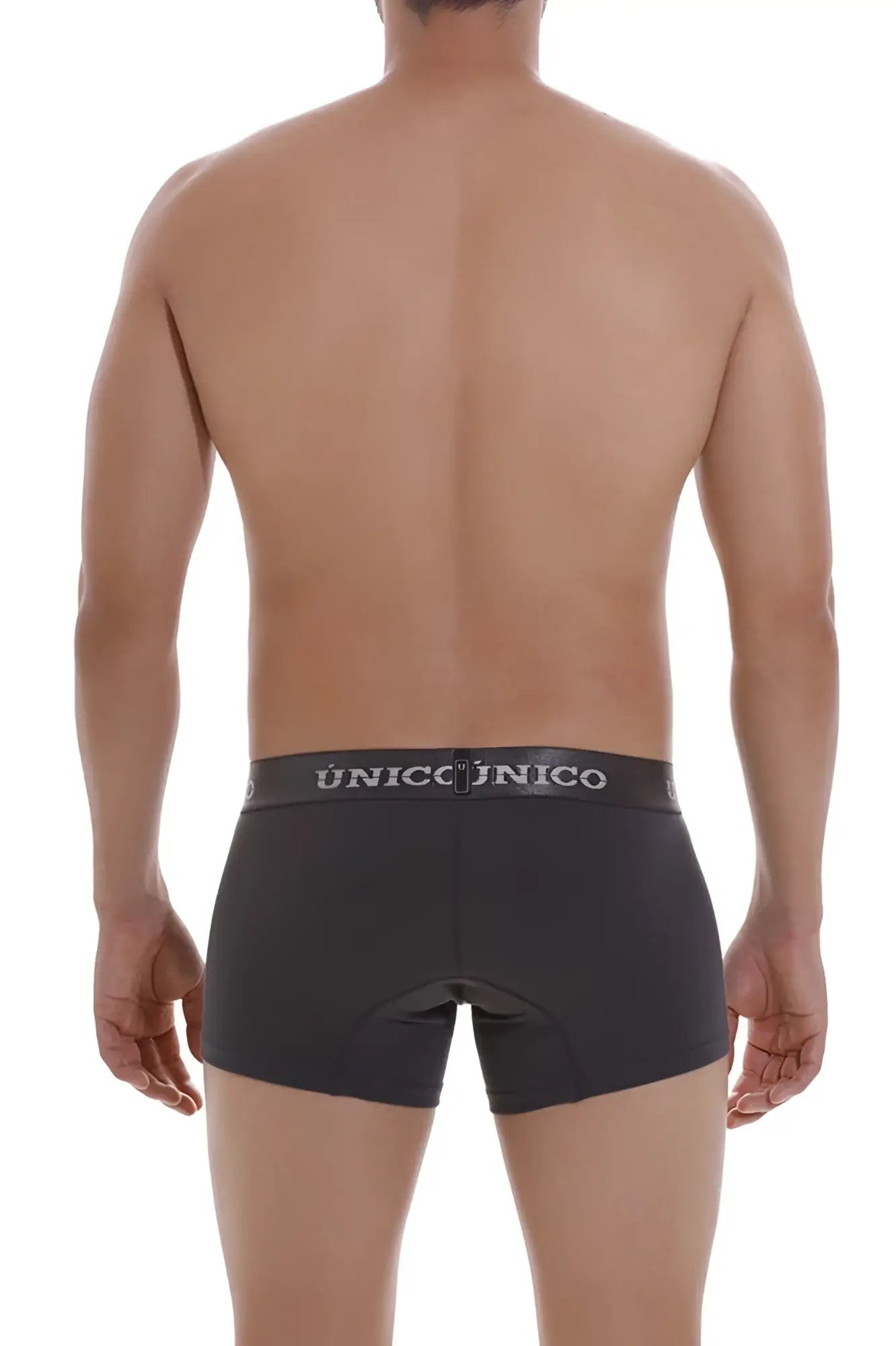 Black unico 22120100104 asfalto a22 boxer briefs with gray waistband and white brand name lettering