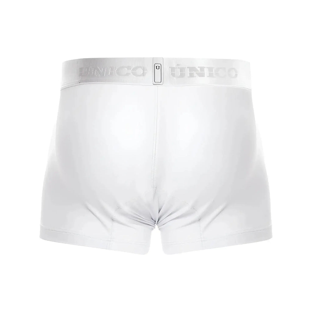 White unico 22120100105 cristalino m22 boxer briefs with silver logo band in white color for comfortable wear