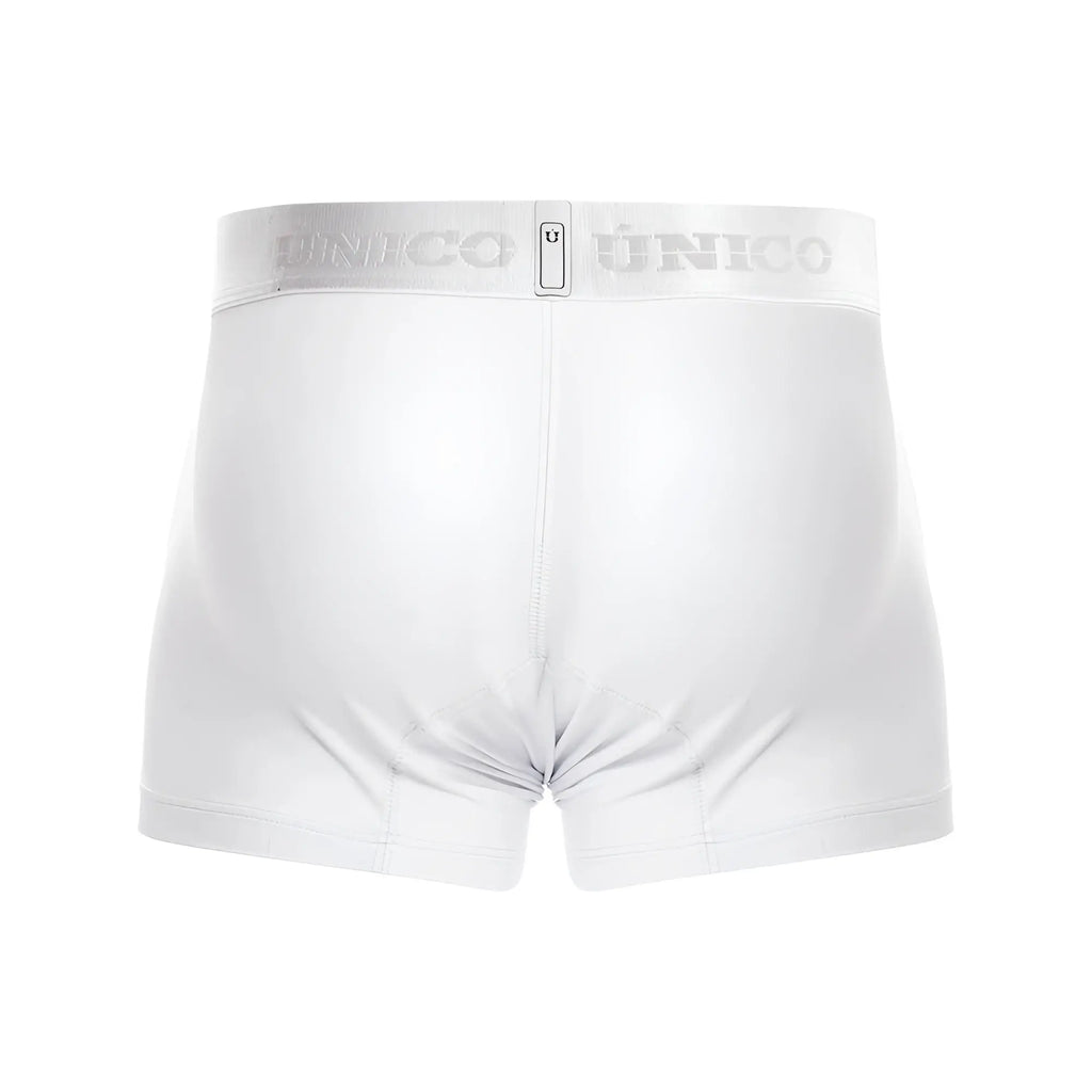 White unico 22120100105 cristalino m22 boxer briefs with silver logo band in white color for comfortable wear