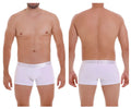 White men’s boxer briefs unico 22120100105 cristalino m22 trunks with subtle diego elastic waistband in white color