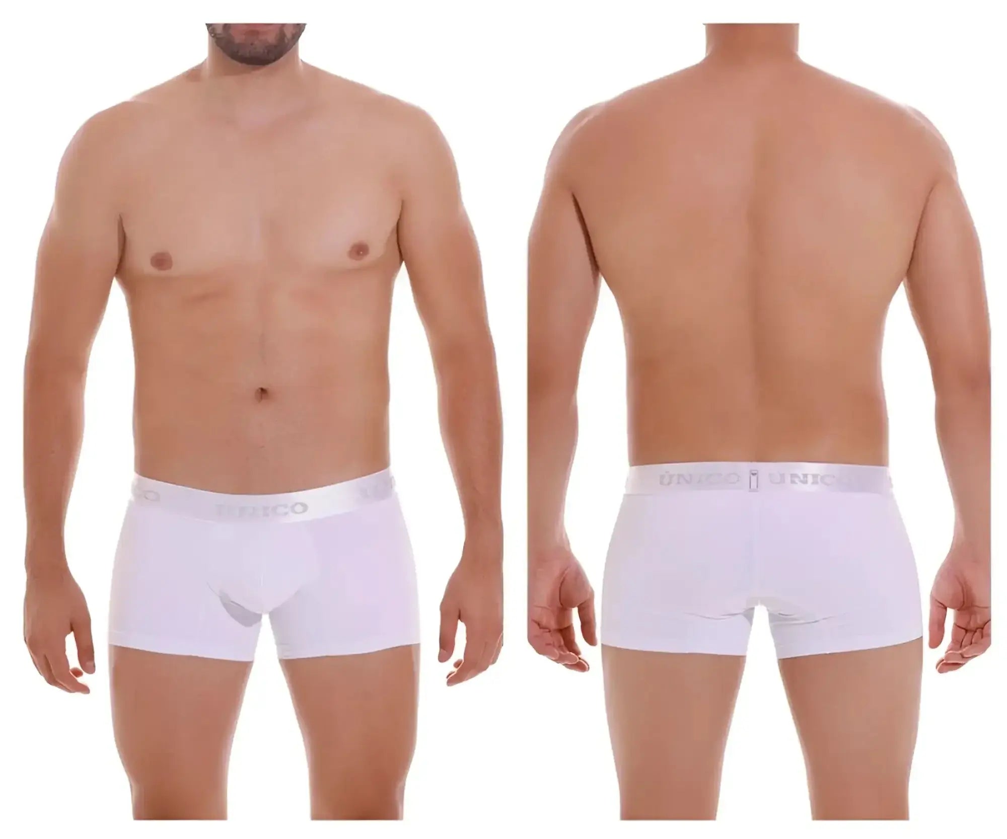 White men’s boxer briefs unico 22120100105 cristalino m22 trunks with subtle diego elastic waistband in white color