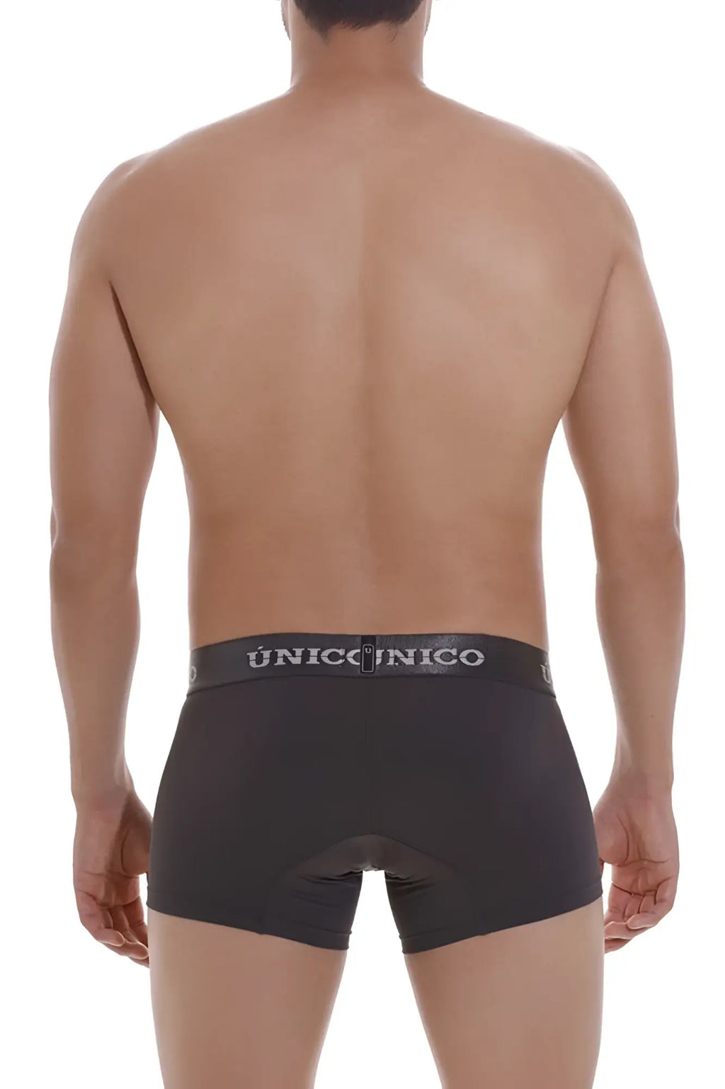 Black unicorno trunks with subtle textured waistband in dark gray color model unico 22120100108 asfalto m22