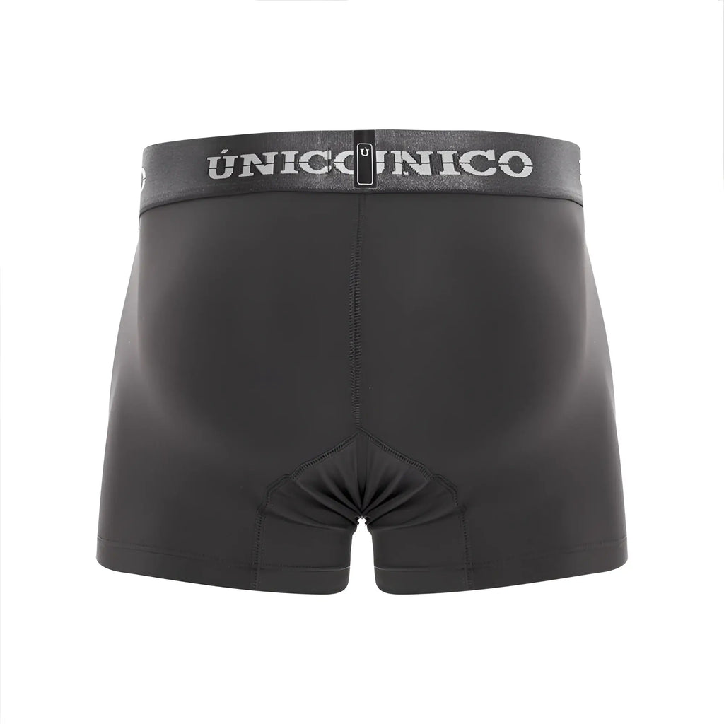 Black unico 22120100108 asfalto M22 trunks with gray waistband and white brand name lettering in dark gray color