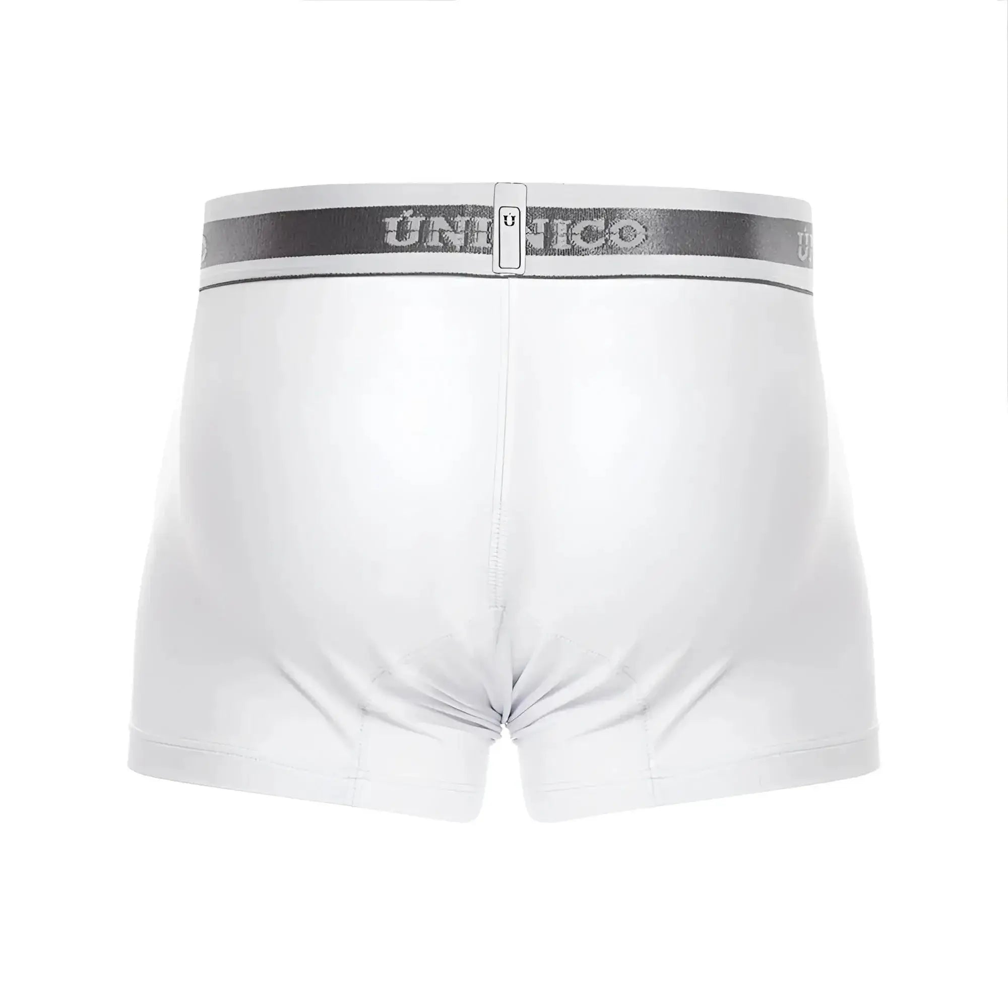 White unico boxer briefs with a gray elastic waistband featuring the brand logo in color 00 white Lustre A22 trunks