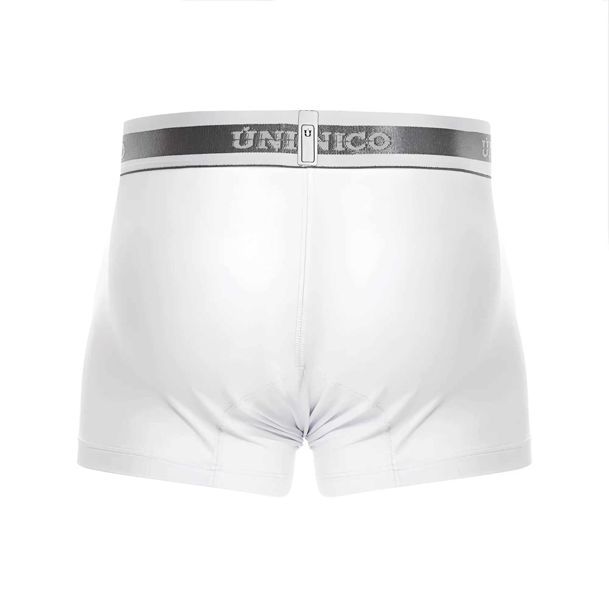 White unico boxer briefs with a gray elastic waistband featuring the brand logo in color 00 white Lustre A22 trunks