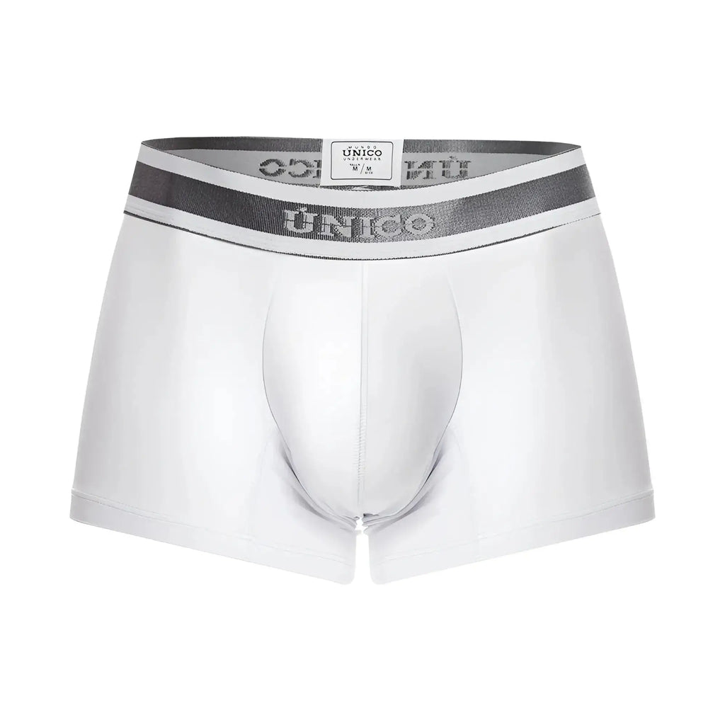White unico 22120100109 lustre a22 trunks men’s briefs with silver-striped elastic waistband in white color