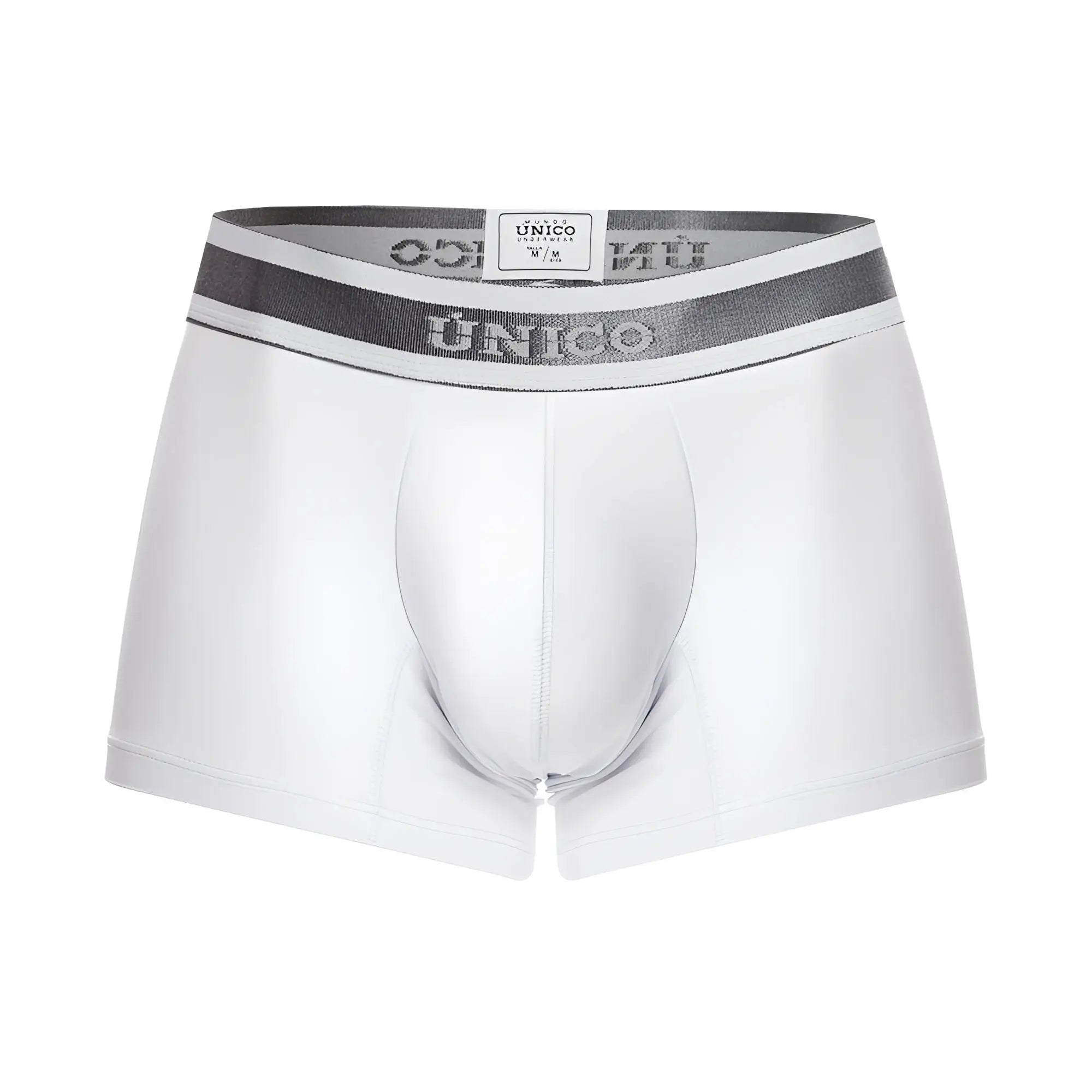 White unico 22120100109 lustre a22 trunks men’s briefs with silver-striped elastic waistband in white color