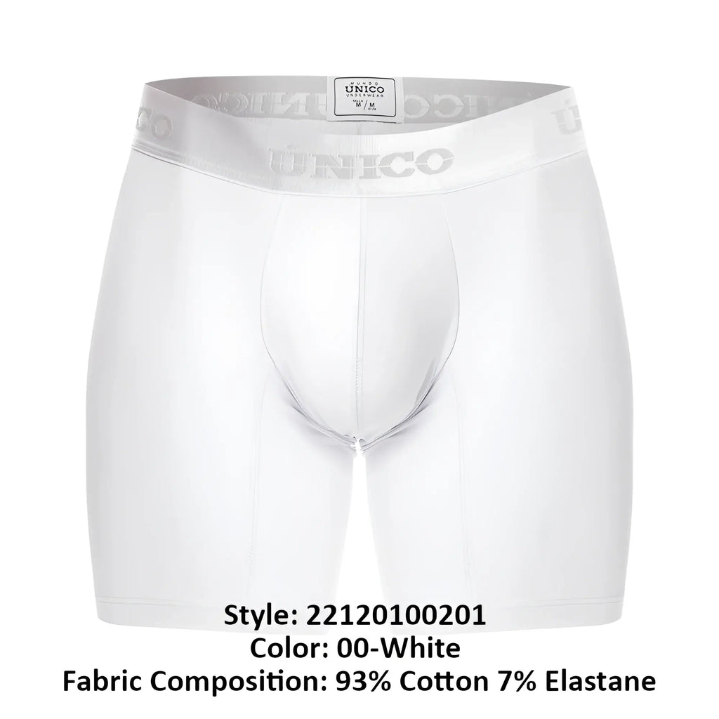 White unico 22120100201 cristalino a22 boxer briefs with subtle gray logo on elastic waistband in white color