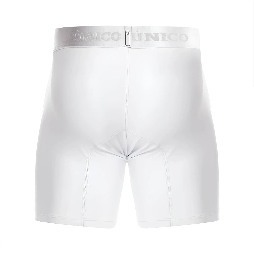 White unico 22120100201 cristalino A22 boxer briefs with silver waistband and visible brand name and size tag