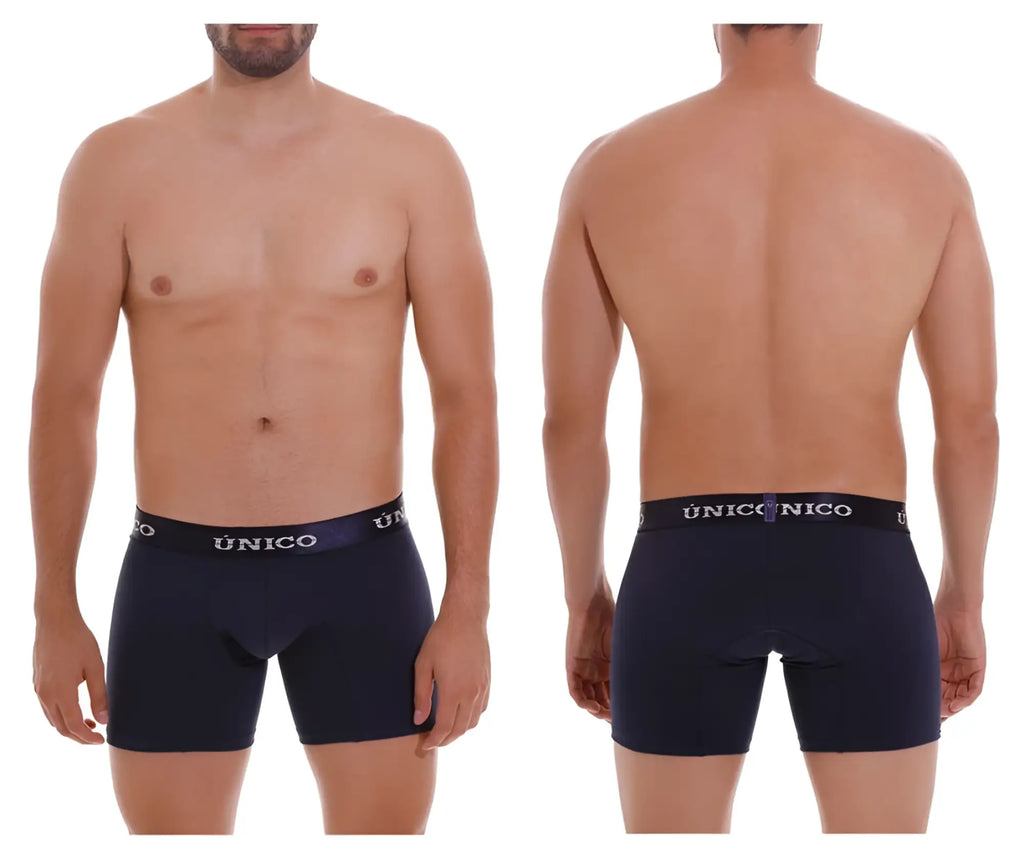 Navy blue unico 22120100202 profundo A22 boxer briefs with white logo band designed for men’s comfort and support