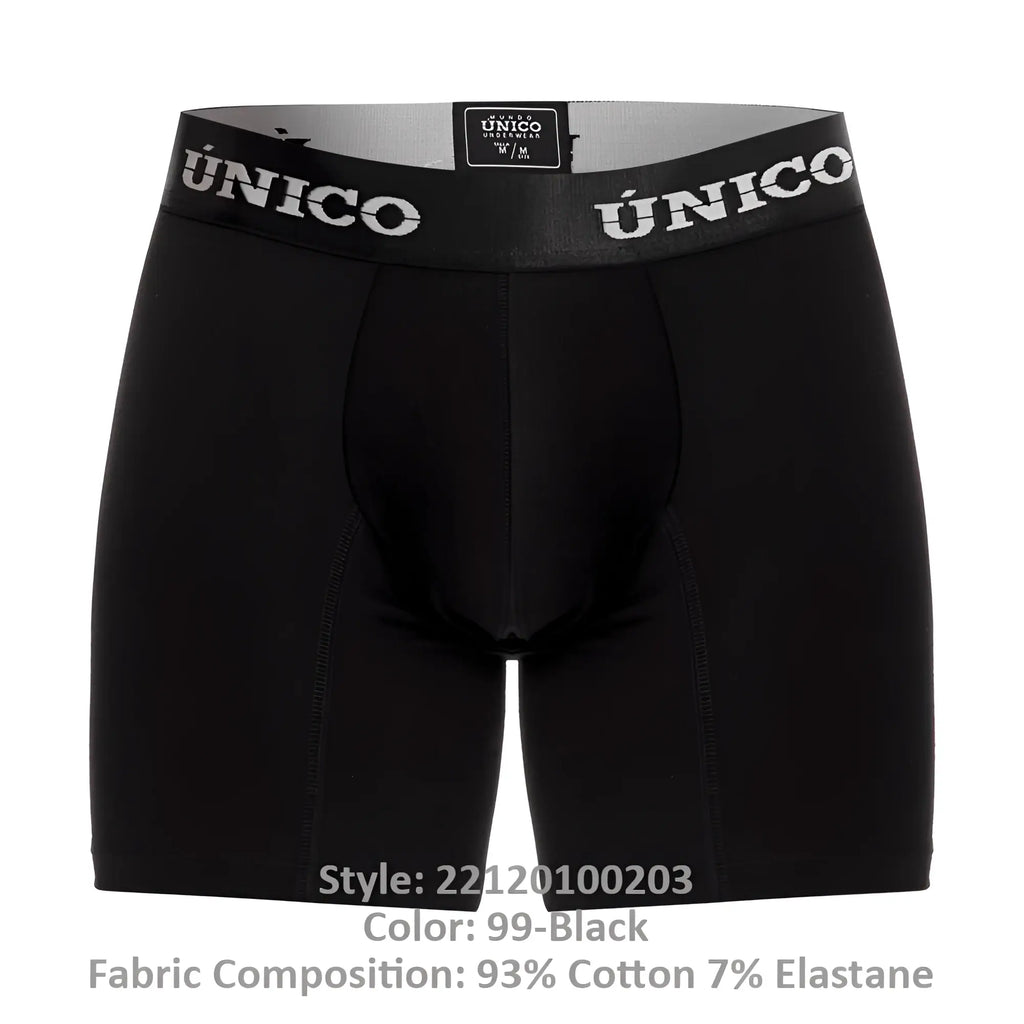 Black unico 22120100203 intenso a22 men’s boxer briefs with branded elastic waistband in color 99-black