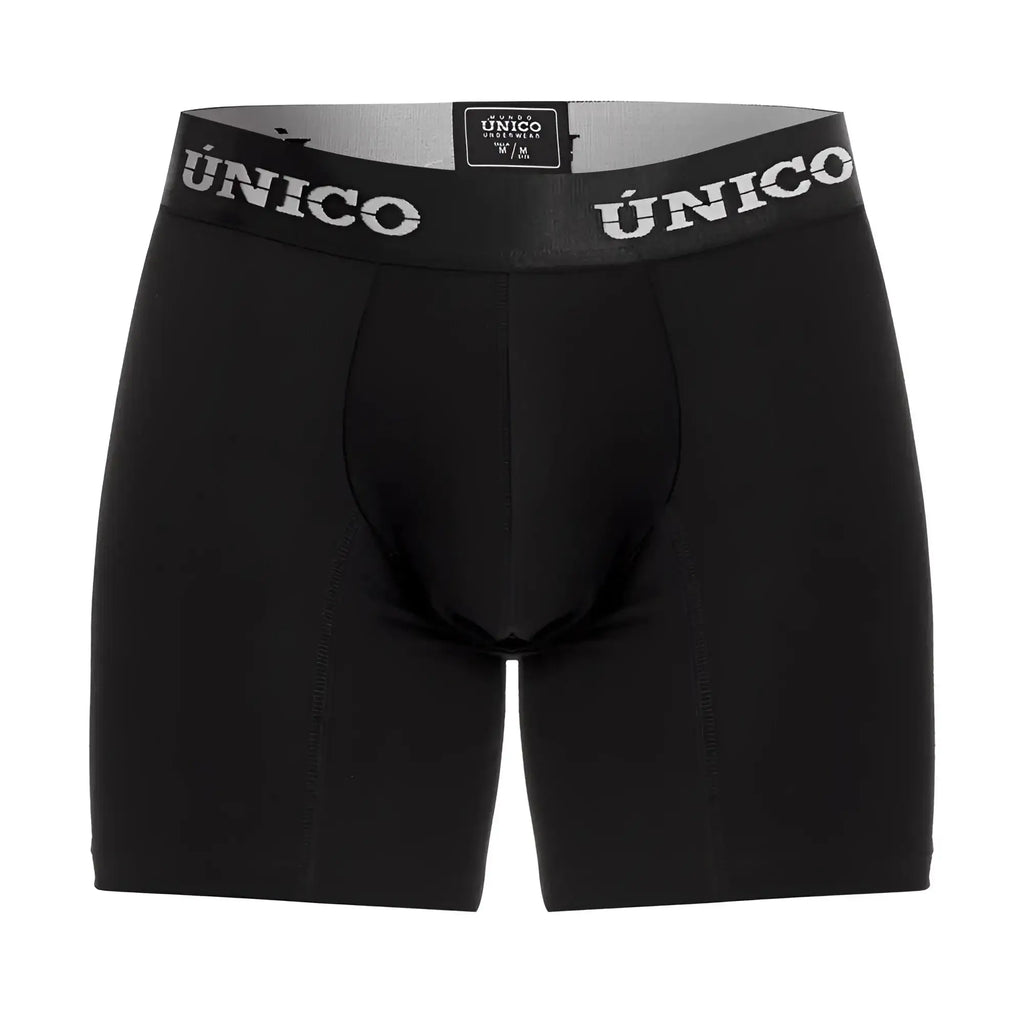 Black unico men’s boxer briefs with gray waistband featuring white unico branding model 22120100203 intenso a22