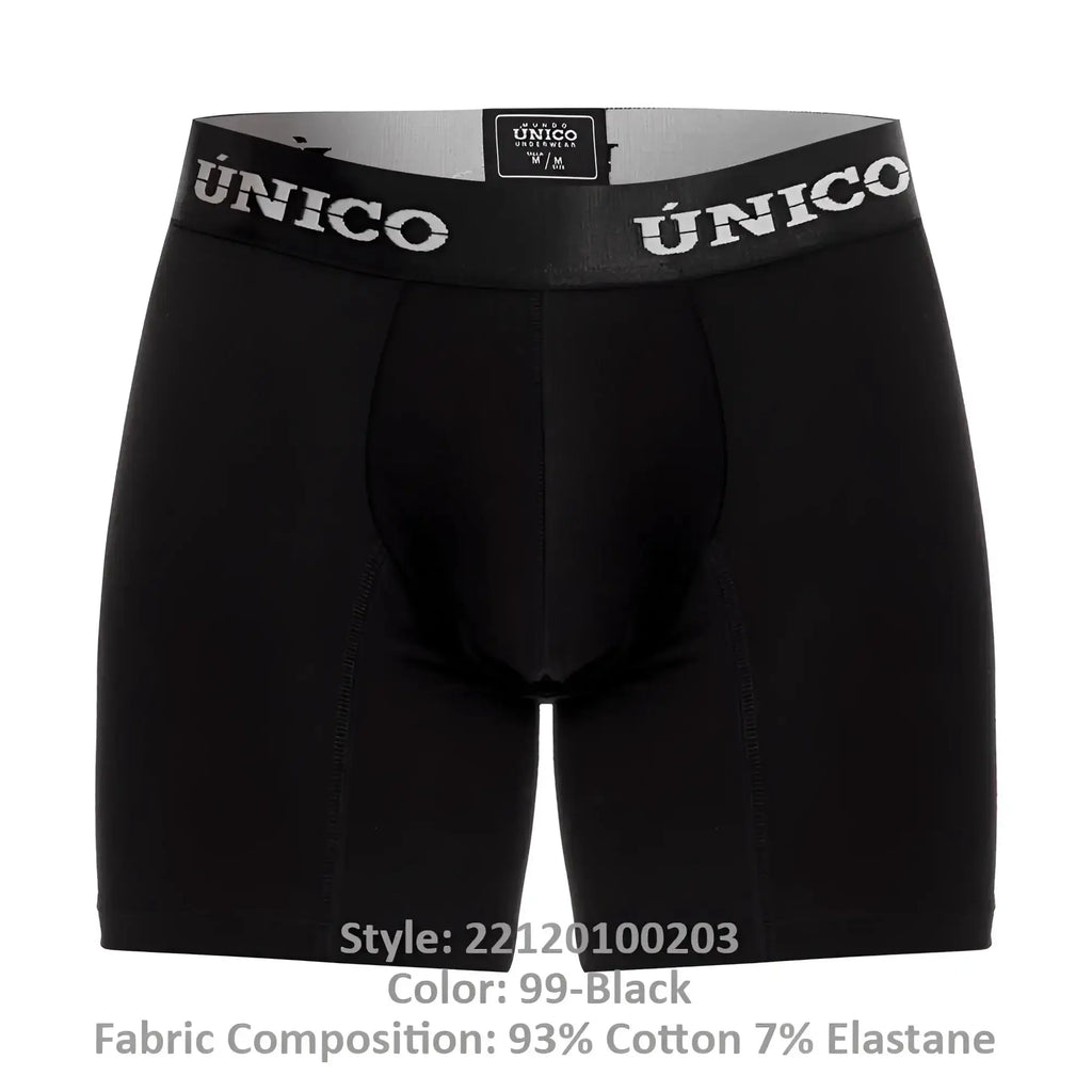 Black unico 22120100203 intenso a22 men’s boxer briefs with branded elastic waistband in color 99-black