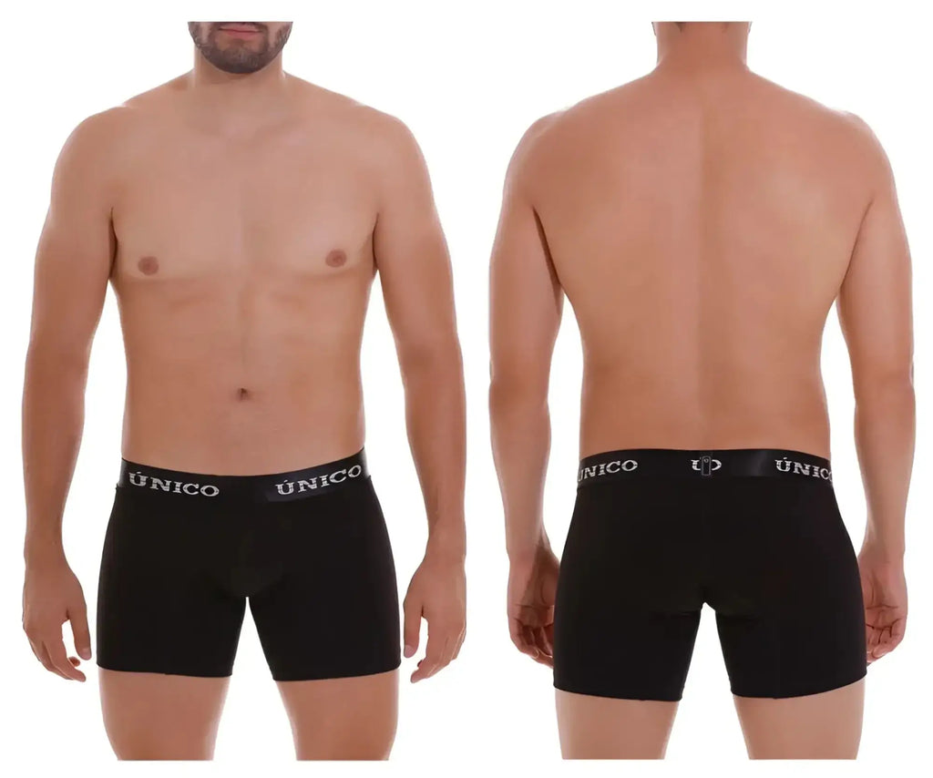 Black unico intenso boxer briefs with white logo band in color 99 black for comfortable everyday wear