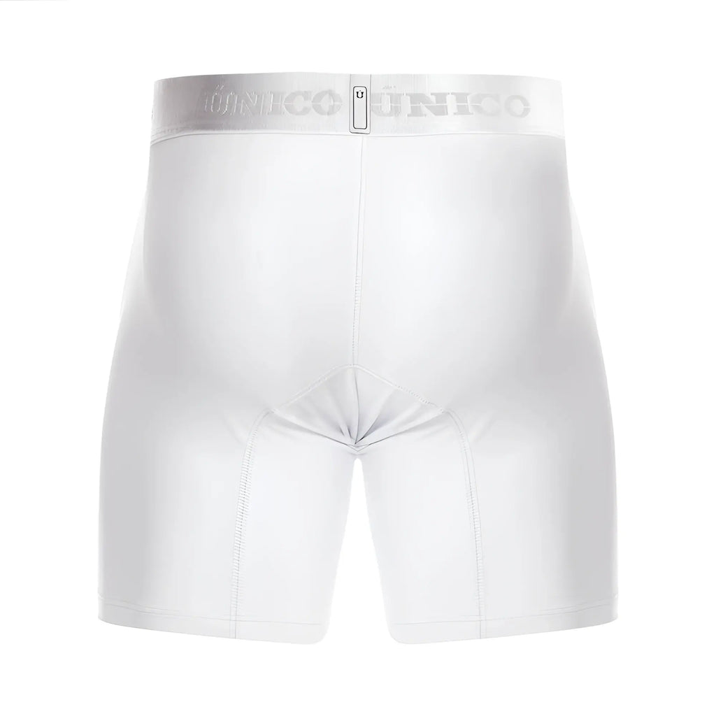 White unico crystalino m22 boxer briefs with silver unico waistband and small rectangular tag color 00-white