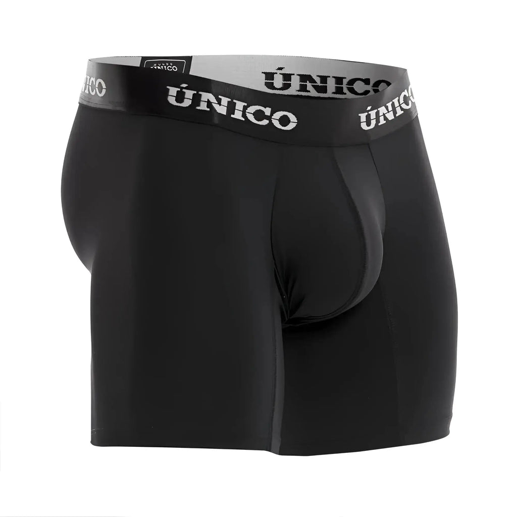 Black unico inteso m22 boxer briefs with gray waistband featuring white unico logo for comfortable everyday wear