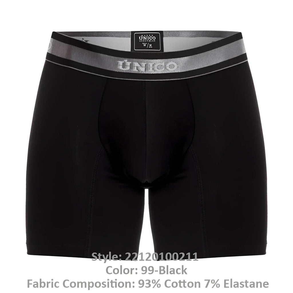 Black unico 22120100211 nebuloso a22 boxer briefs with silver waistband and brand logo in color 99 black