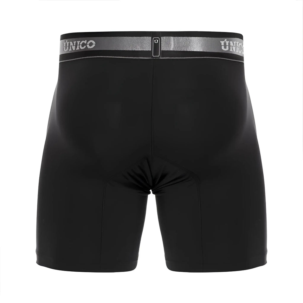 Black unico 22120100214 nebuloso m22 boxer briefs with silver unico logo waistband in black color